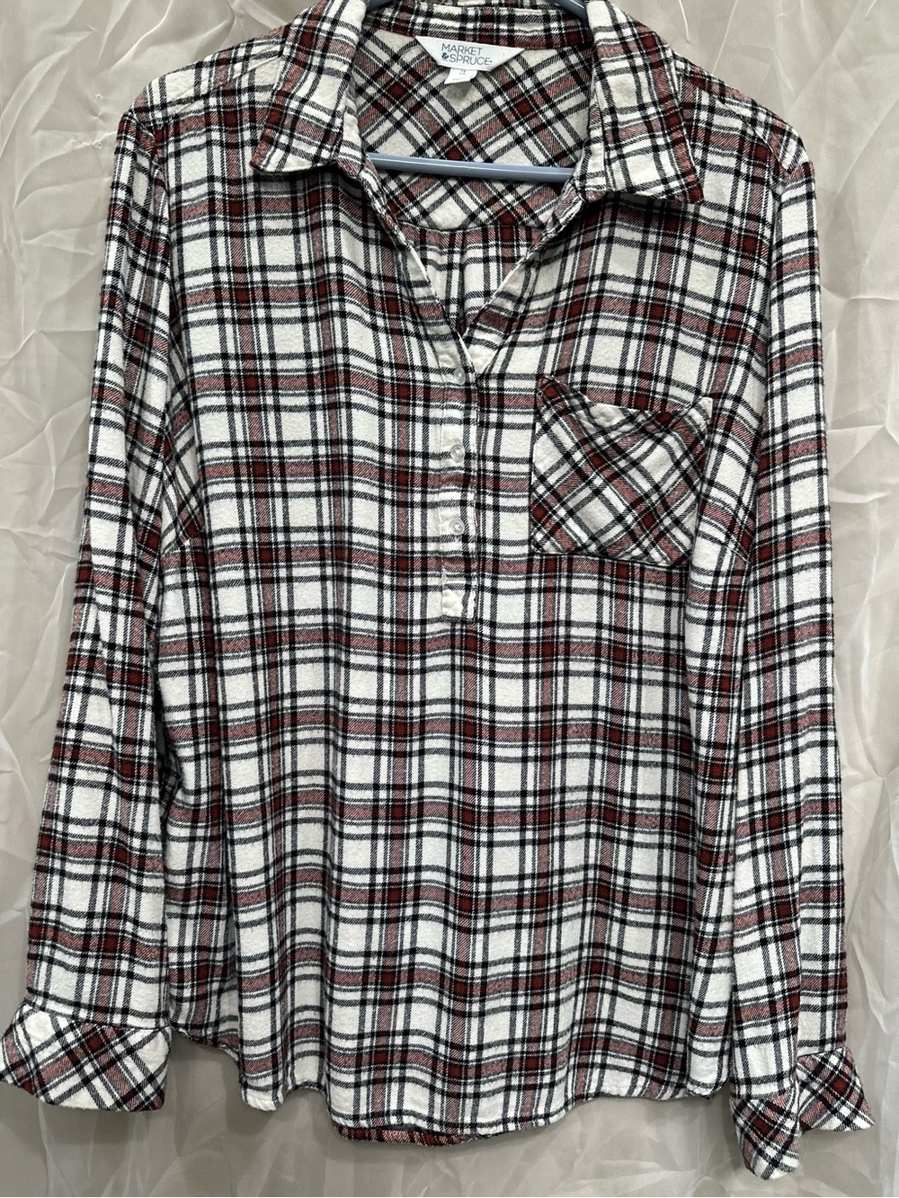 Market & Spruce Button Up Plaid Long Sleeve Shirt